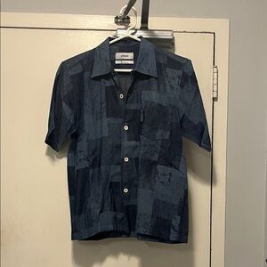 Classic Navy Blue Patterned Men's Shirt